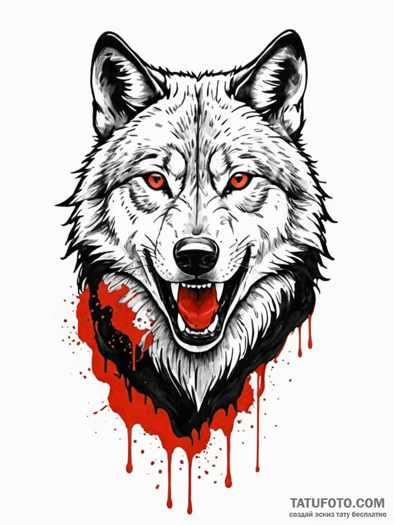 Wolf grin, concept art for tattoo, black and... - эскиз тату (№1752727341_0, 17.07.2025 04:42) — Tatufoto.com
