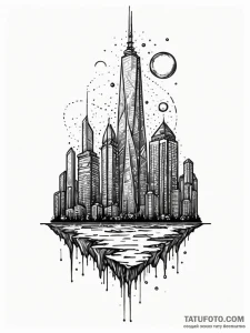 Tattoo design a futuristic city skyscraper wi... - эскиз тату (№1752727419_0, 17.07.2025 04:43) — Tatufoto.com
