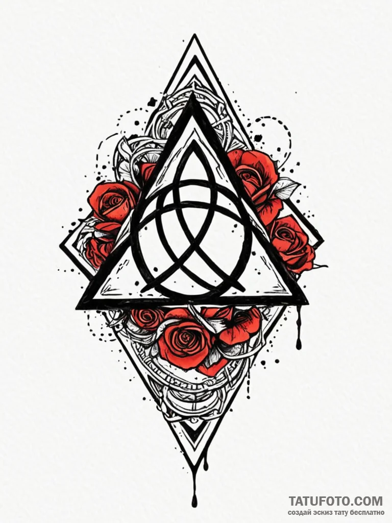 Triquetra, ink illustration for tattoo, trash… — эскиз тату (№1752727738_0, 17.07.2025 04:48) — Tatufoto.com