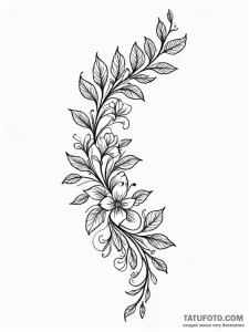 Tattoo sketch a tiny floral branch on the col... - эскиз тату (№1752727817_0, 17.07.2025 04:50) — Tatufoto.com