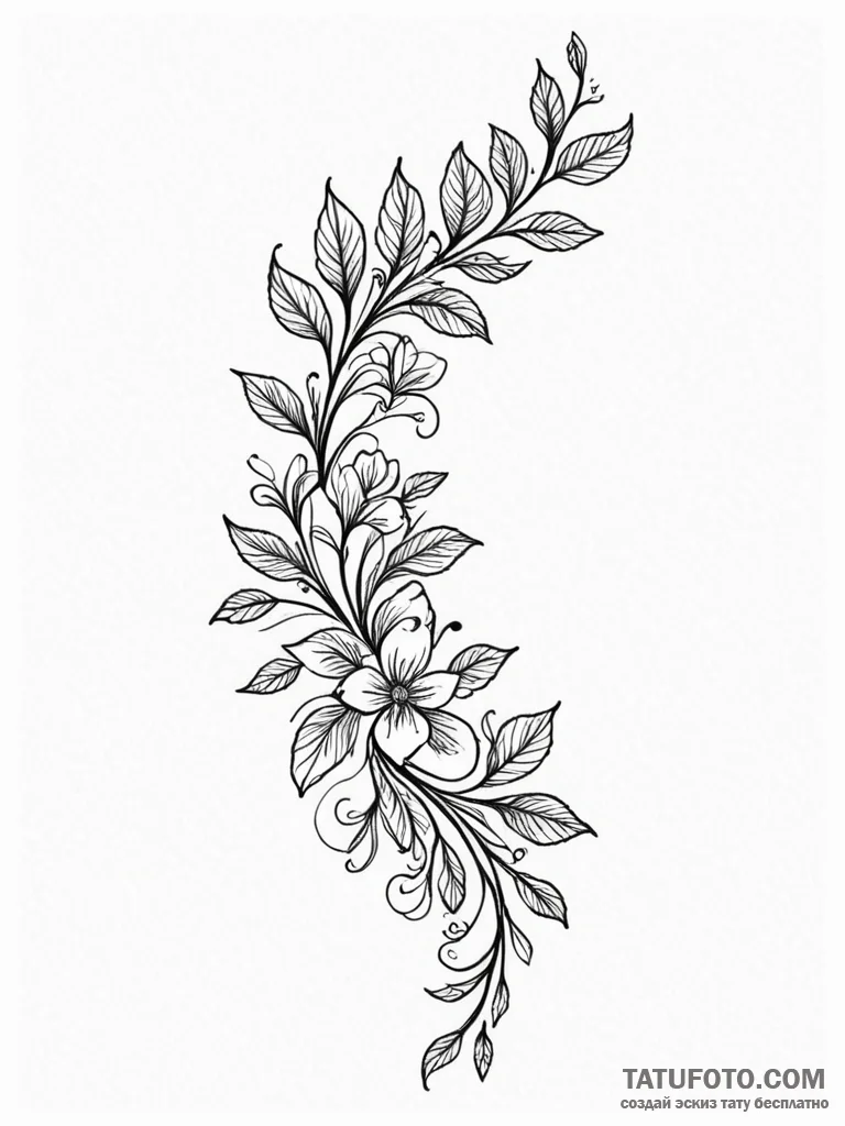 Tattoo sketch a tiny floral branch on the col... - эскиз тату (№1752727817_0, 17.07.2025 04:50) — Tatufoto.com