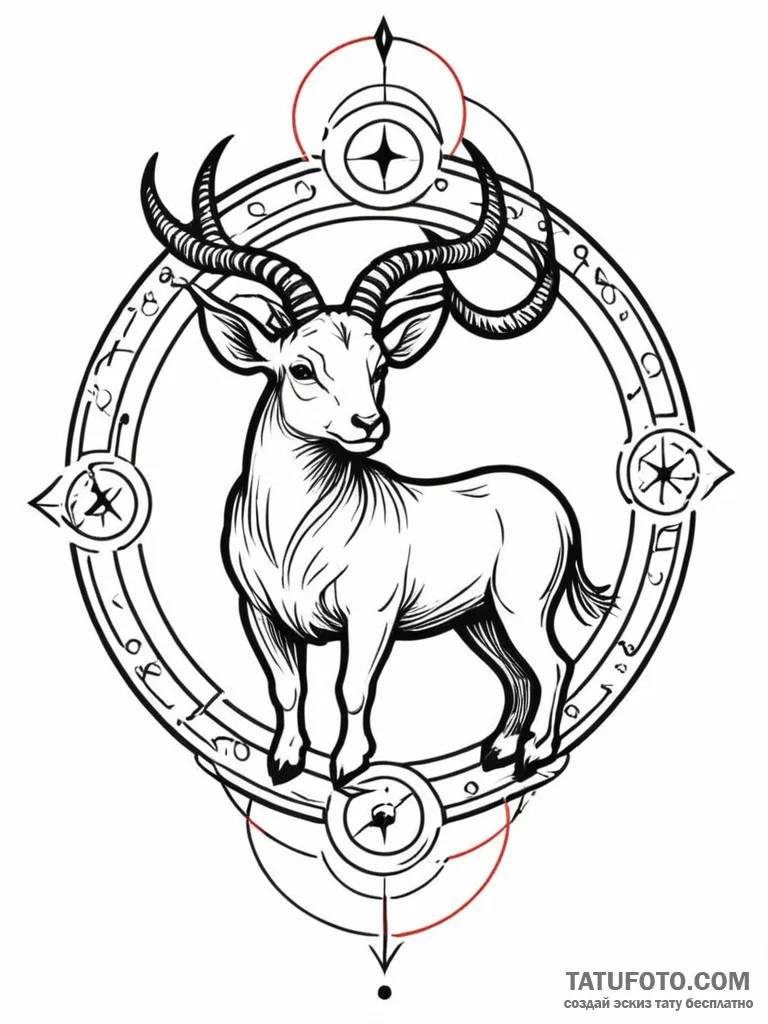 Tattoo sketch a zodiac symbol where the anima... - эскиз тату (№1752727978_0, 17.07.2025 04:52) — Tatufoto.com