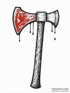 Axe, artistic tattoo sketch, black outline on... - эскиз тату (№1752728296_0, 17.07.2025 04:58) — Tatufoto.com