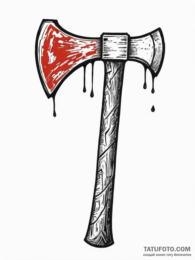 Axe, artistic tattoo sketch, black outline on... - эскиз тату (№1752728296_0, 17.07.2025 04:58) — Tatufoto.com