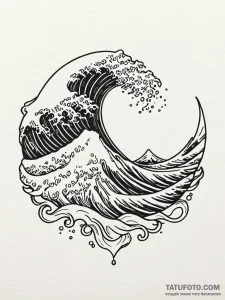 Tattoo sketch a simple, elegant wave, symboli... - эскиз тату (№1752728775_0, 17.07.2025 05:06) — Tatufoto.com