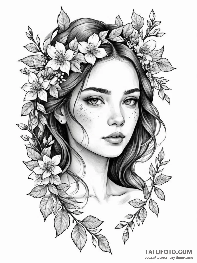Tattoo sketch: lada, depicted as a beautiful... - эскиз тату (№1752729015_0, 17.07.2025 05:10) — Tatufoto.com