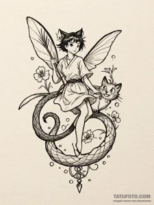 A neo-traditional tattoo of kiki from kiki's... - эскиз тату (№1752729096_0, 17.07.2025 05:11) — Tatufoto.com