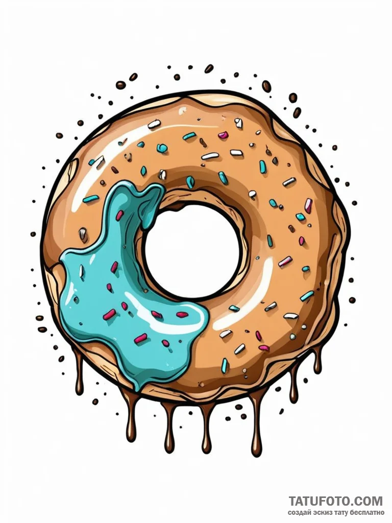 Tattoo sketch two halves of a stylized donut…. — эскиз тату (№1752729336_0, 17.07.2025 05:15) — Tatufoto.com