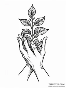 Tattoo sketch a small sapling growing from a... - эскиз тату (№1752729576_0, 17.07.2025 05:19) — Tatufoto.com