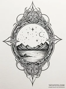 Tattoo design two stars reflecting in a body... - эскиз тату (№1752729656_0, 17.07.2025 05:20) — Tatufoto.com