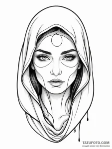 Tattoo sketch a veiled woman's face, with onl... - эскиз тату (№1752730534_0, 17.07.2025 05:35) — Tatufoto.com