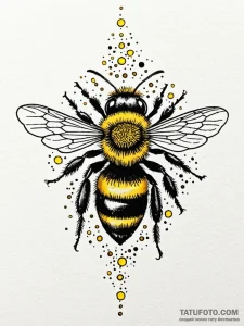 A close-up of a bee covered in pollen., tatto... - эскиз тату (№1752731093_0, 17.07.2025 05:44) — Tatufoto.com