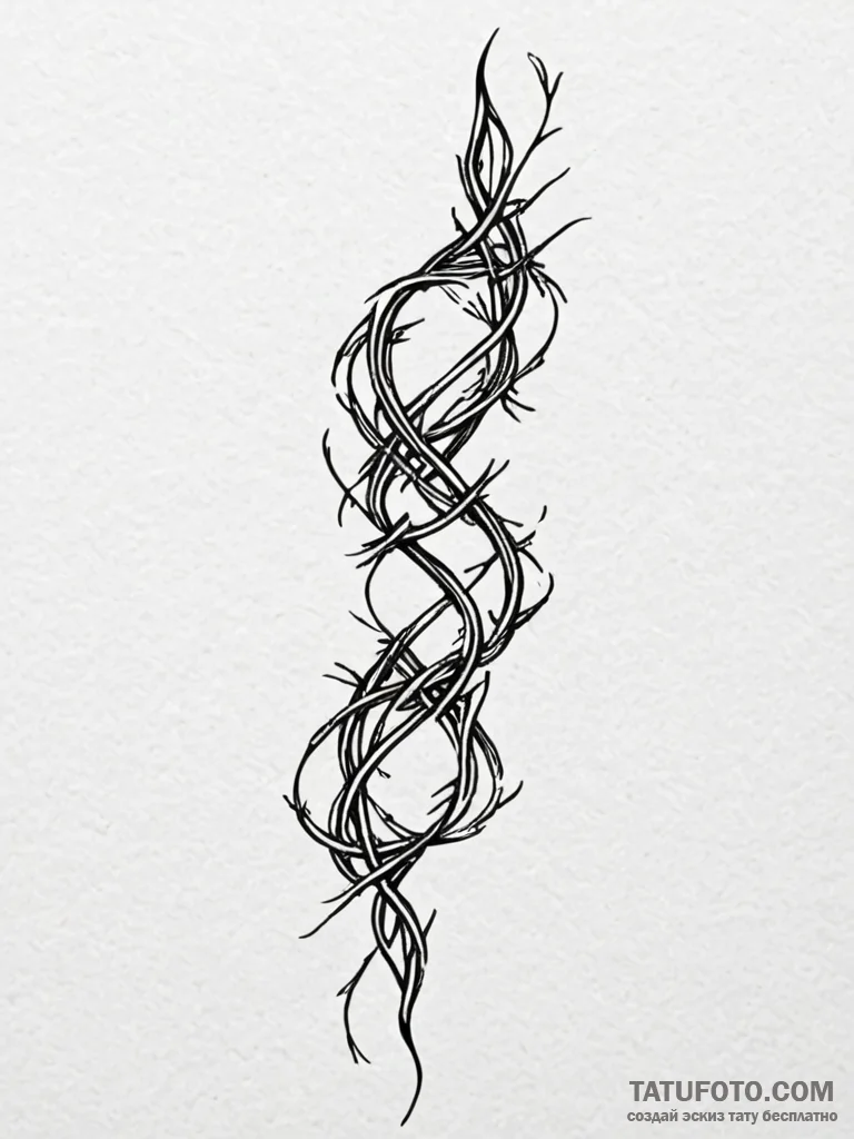 Tattoo sketch a single, strong strand of barb... - эскиз тату (№1752731409_0, 17.07.2025 05:50) — Tatufoto.com