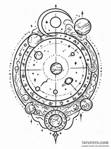 Tattoo sketch a cosmic landscape with the rul... - эскиз тату (№1752731491_0, 17.07.2025 05:51) — Tatufoto.com
