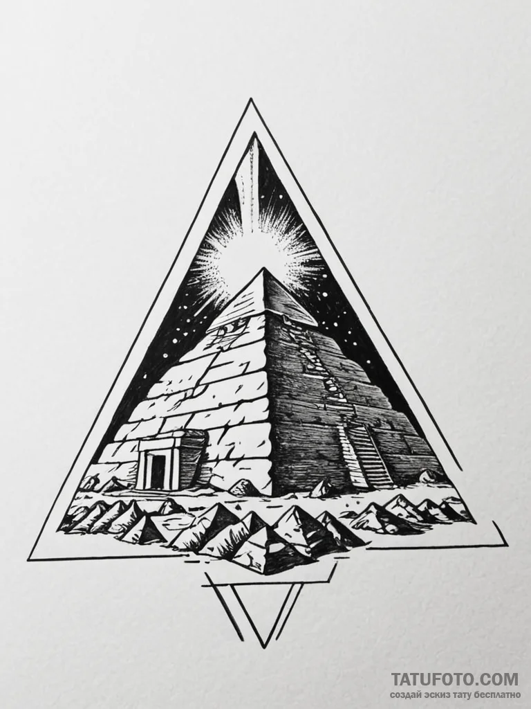 Tattoo sketch a solid, ancient pyramid, for e... - эскиз тату (№1752731974_0, 17.07.2025 05:59) — Tatufoto.com