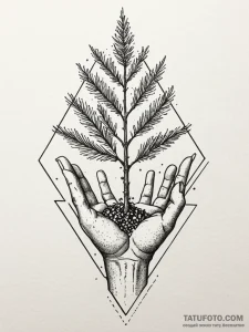 Tattoo sketch a strong, unyielding redwood se... - эскиз тату (№1752732053_0, 17.07.2025 06:00) — Tatufoto.com
