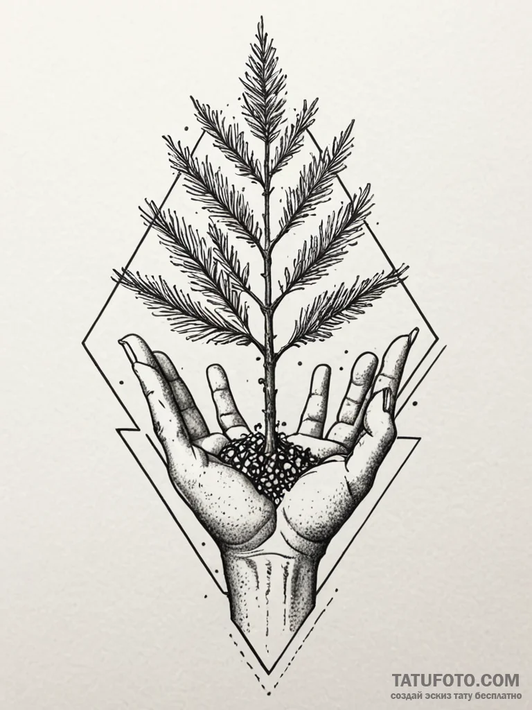 Tattoo sketch a strong, unyielding redwood se… — эскиз тату (№1752732053_0, 17.07.2025 06:00) — Tatufoto.com