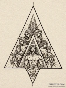 Tattoo sketch a group of abstract figures sup... - эскиз тату (№1752732455_0, 17.07.2025 06:07) — Tatufoto.com