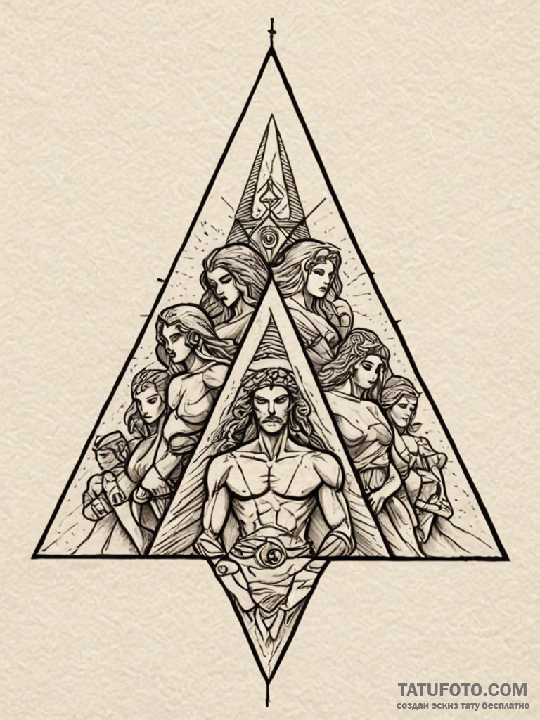 Tattoo sketch a group of abstract figures sup... - эскиз тату (№1752732455_0, 17.07.2025 06:07) — Tatufoto.com