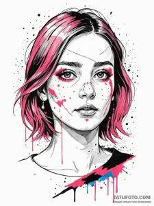 A sketch of the main character from lady bird... - эскиз тату (№1752732774_0, 17.07.2025 06:12) — Tatufoto.com