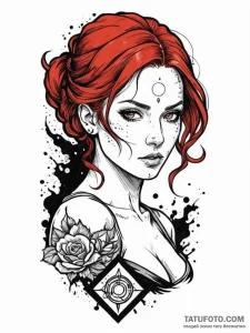 A neo-traditional tattoo of triss merigold, w... - эскиз тату (№1752733013_0, 17.07.2025 06:16) — Tatufoto.com