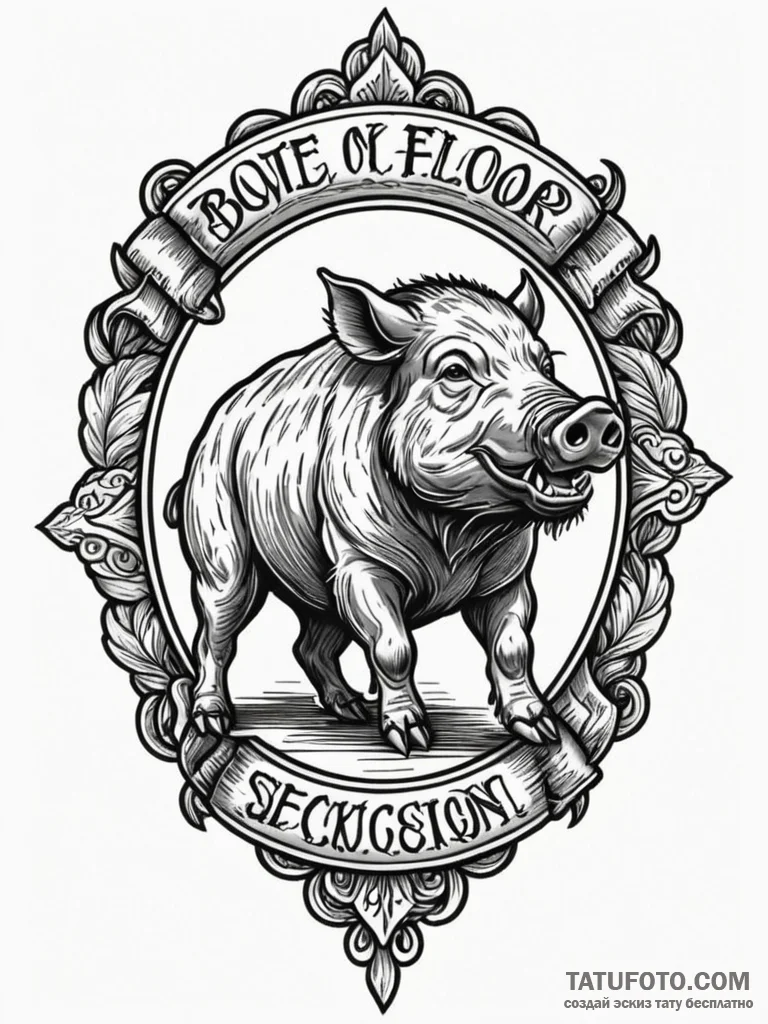 A chicano lettering tattoo of the "boar on th... - эскиз тату (№1752733252_0, 17.07.2025 06:20) — Tatufoto.com