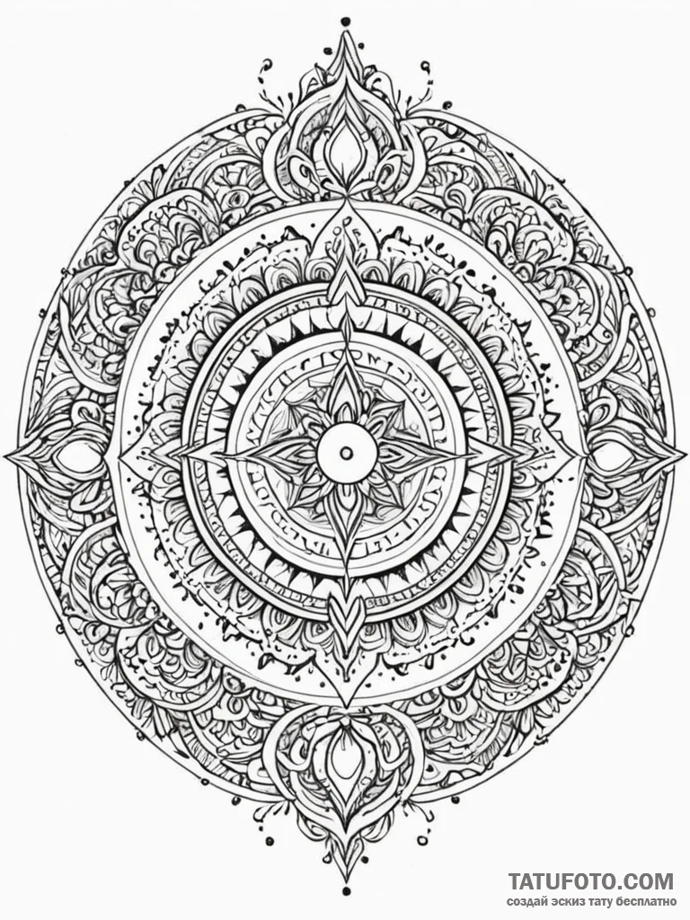 Tattoo sketch a glowing arcane circle with co... - эскиз тату (№1752733334_0, 17.07.2025 06:22) — Tatufoto.com