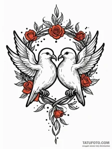 Tattoo sketch a pair of doves with intertwine... - эскиз тату (№1752733494_0, 17.07.2025 06:24) — Tatufoto.com