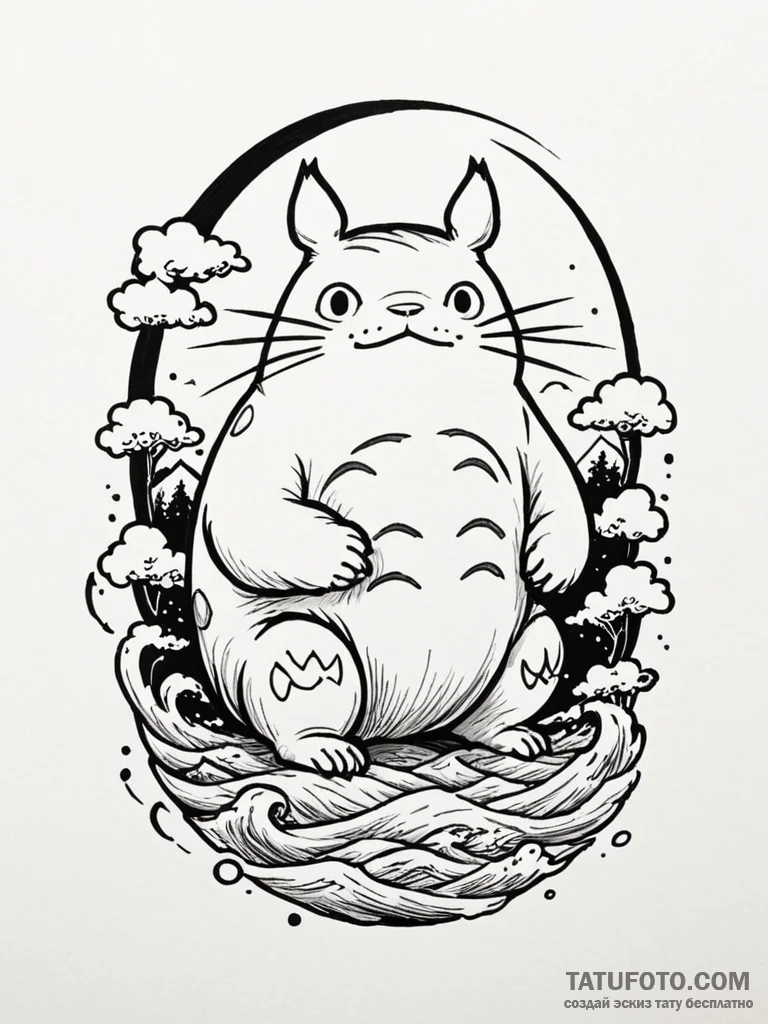 A minimalist tattoo of the catbus from my nei... - эскиз тату (№1752733655_0, 17.07.2025 06:27) — Tatufoto.com