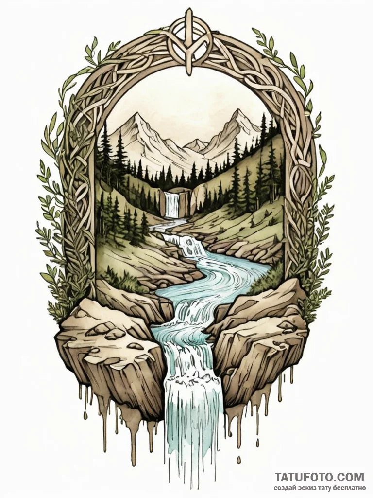 112. tattoo design: an "istok" rune integrate... - эскиз тату (№1752733814_0, 17.07.2025 06:30) — Tatufoto.com