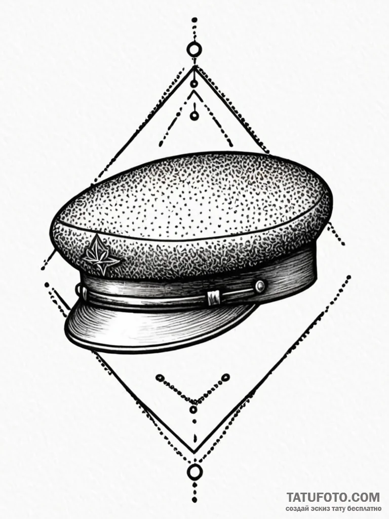 Tattoo sketch a generic military cap or beret... - эскиз тату (№1752734253_0, 17.07.2025 06:37) — Tatufoto.com