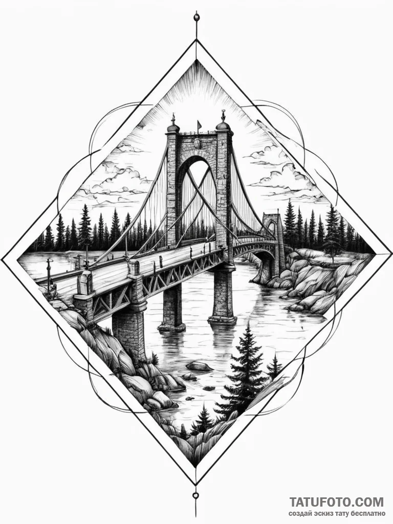 Tattoo sketch a 'bridge' connecting past and... - эскиз тату (№1752734329_0, 17.07.2025 06:38) — Tatufoto.com