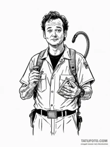 A graphic novel panel of bill murray as dr. p... - эскиз тату (№1752734709_0, 17.07.2025 06:45) — Tatufoto.com