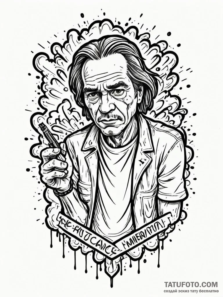 A sketch of the drug deal gone wrong from no... - эскиз тату (№1752735166_0, 17.07.2025 06:52) — Tatufoto.com