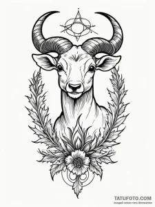 Tattoo sketch a zodiac animal integrated with... - эскиз тату (№1752735548_0, 17.07.2025 06:59) — Tatufoto.com