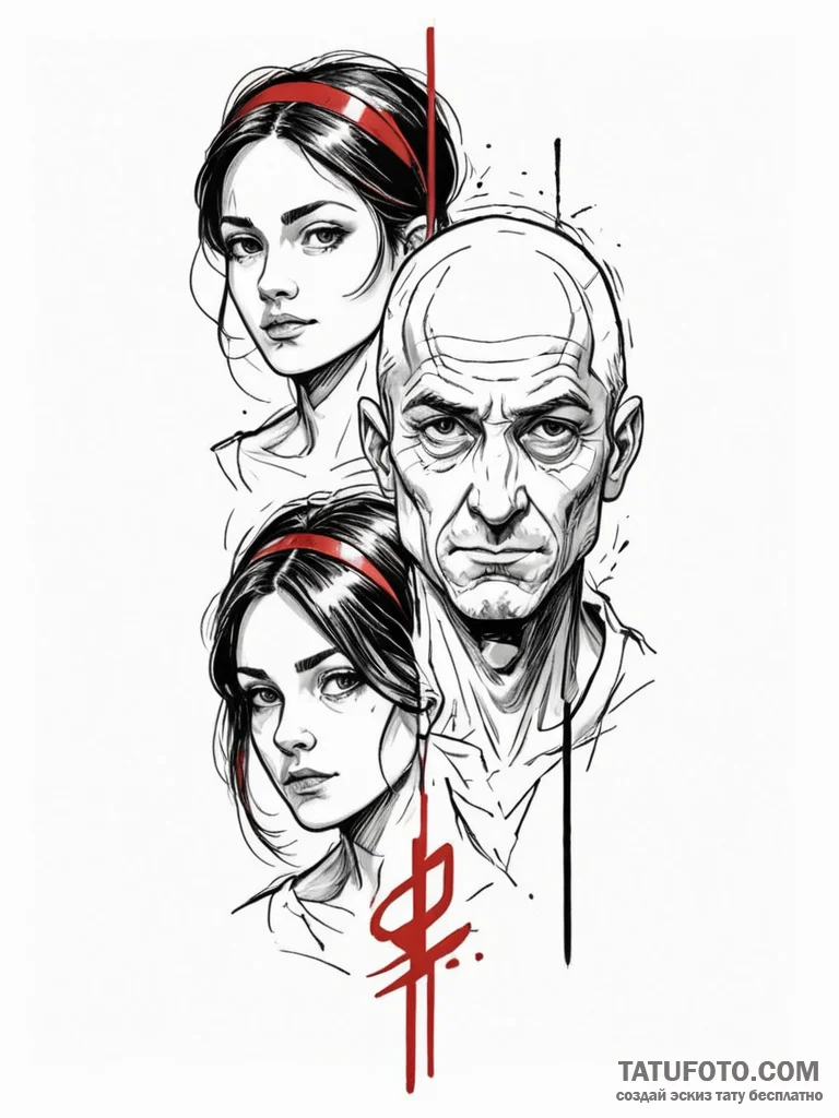A graphic novel portrait of the main characte... - эскиз тату (№1752736482_0, 17.07.2025 07:14) — Tatufoto.com