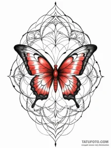 Tattoo sketch a delicate butterfly with a uni... - эскиз тату (№1752736558_0, 17.07.2025 07:15) — Tatufoto.com