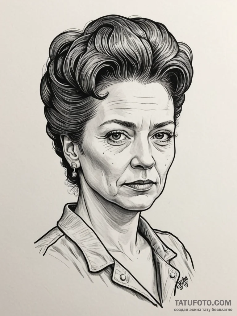 A neo-traditional portrait of marge gunderson… — эскиз тату (№1752736785_0, 17.07.2025 07:19) — Tatufoto.com