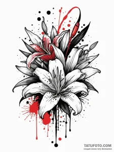 Lily, tattoo flash sheet design, vibrant colo... - эскиз тату (№1752737475_0, 17.07.2025 07:31) — Tatufoto.com