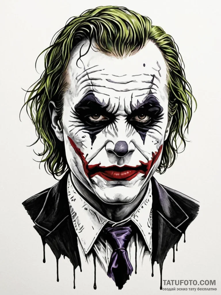 A sketch of the joker from the dark knight, h… — эскиз тату (№1752737708_0, 17.07.2025 07:35) — Tatufoto.com