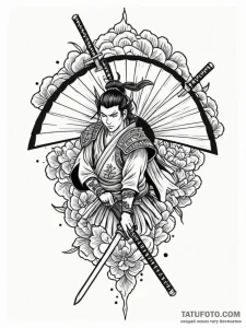 Tattoo design a samurai's traditional fan wit... - эскиз тату (№1752737786_0, 17.07.2025 07:36) — Tatufoto.com