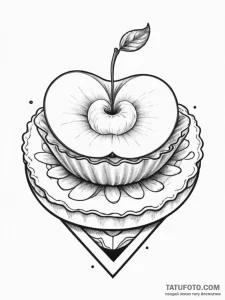 Tattoo sketch 'apple' on one, 'pie' on the ot... - эскиз тату (№1752737864_0, 17.07.2025 07:37) — Tatufoto.com