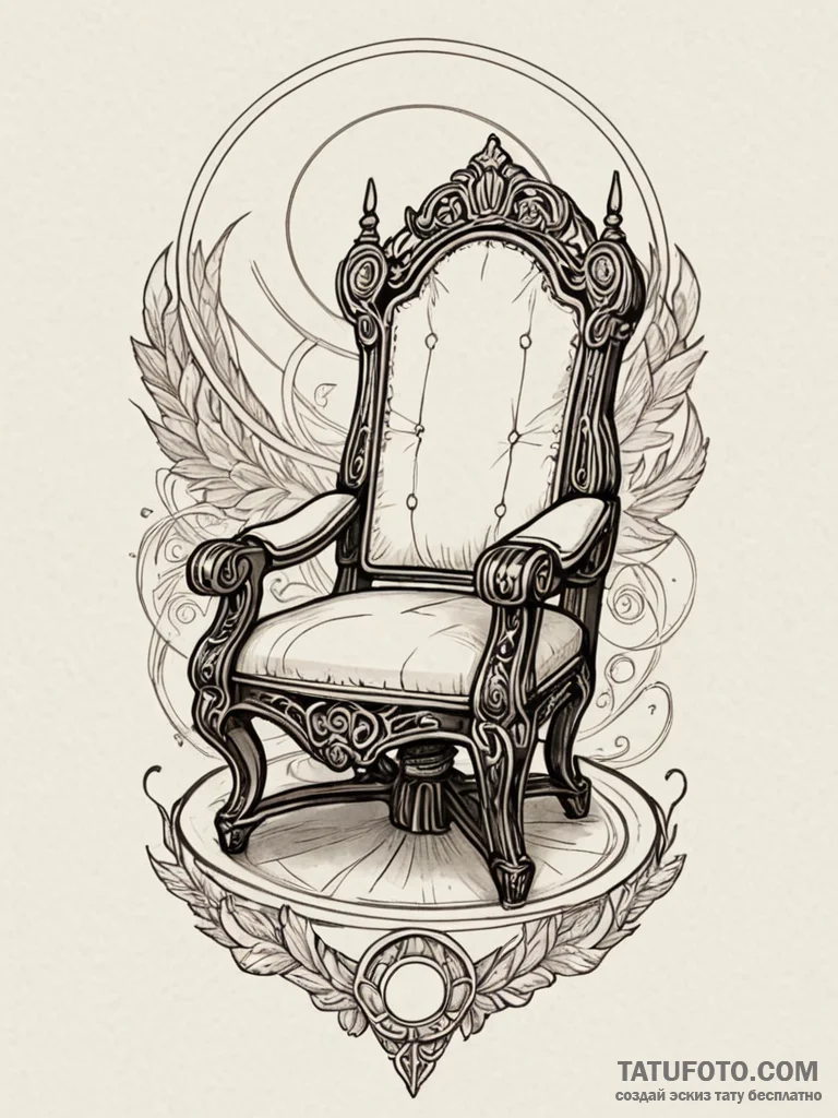 Tattoo design a gaming chair with a subtle ha… — эскиз тату (№1752738488_0, 17.07.2025 07:48) — Tatufoto.com