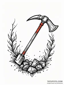 Tattoo design a miner's pickaxe, symbolizing... - эскиз тату (№1752738877_0, 17.07.2025 07:54) — Tatufoto.com