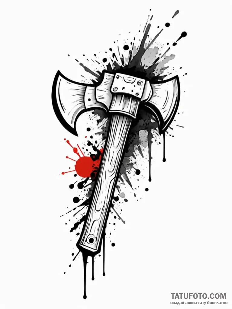 Tattoo sketch a powerful, simple axe head, sy... - эскиз тату (№1752739257_0, 17.07.2025 08:00) — Tatufoto.com