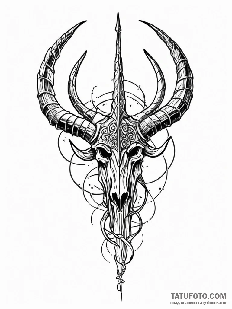 A linework tattoo of the horn of gondor, brok... - эскиз тату (№1752739736_0, 17.07.2025 08:08) — Tatufoto.com