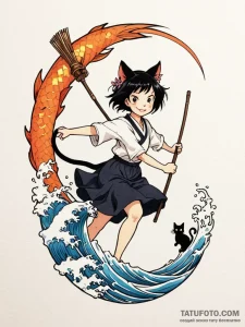 A neo-traditional tattoo of kiki from kiki's... - эскиз тату (№1752740246_0, 17.07.2025 08:17) — Tatufoto.com