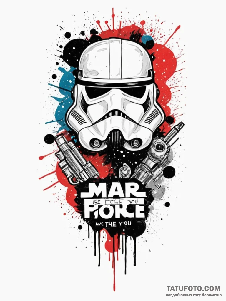 Chicano style lettering of "may the force be... - эскиз тату (№1752740630_0, 17.07.2025 08:23) — Tatufoto.com