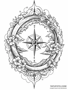 Tattoo design a compass pointing true north o... - эскиз тату (№1752740706_0, 17.07.2025 08:25) — Tatufoto.com