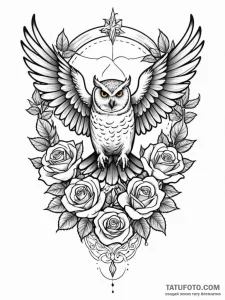 A sketch of hedwig the owl in flight., tattoo... - эскиз тату (№1752740859_0, 17.07.2025 08:27) — Tatufoto.com